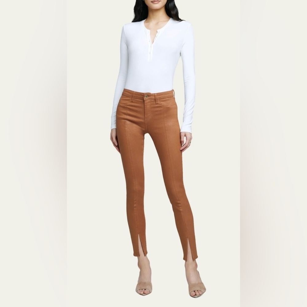 L’Agence Coated Slit Front Denim